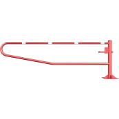Swiveling gates | to be fixed by plugs, hot-dip galvanized and red coated with white reflecting rings | total width: 3000 mm | with Euro profile cylinder lock